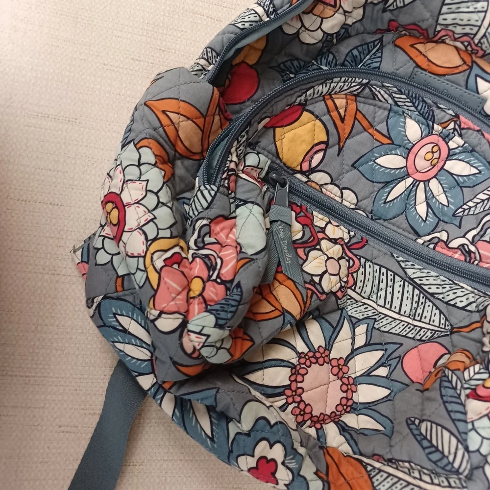 Vera Bradley Grey Floral Backback Bag - Picture 8 of 9